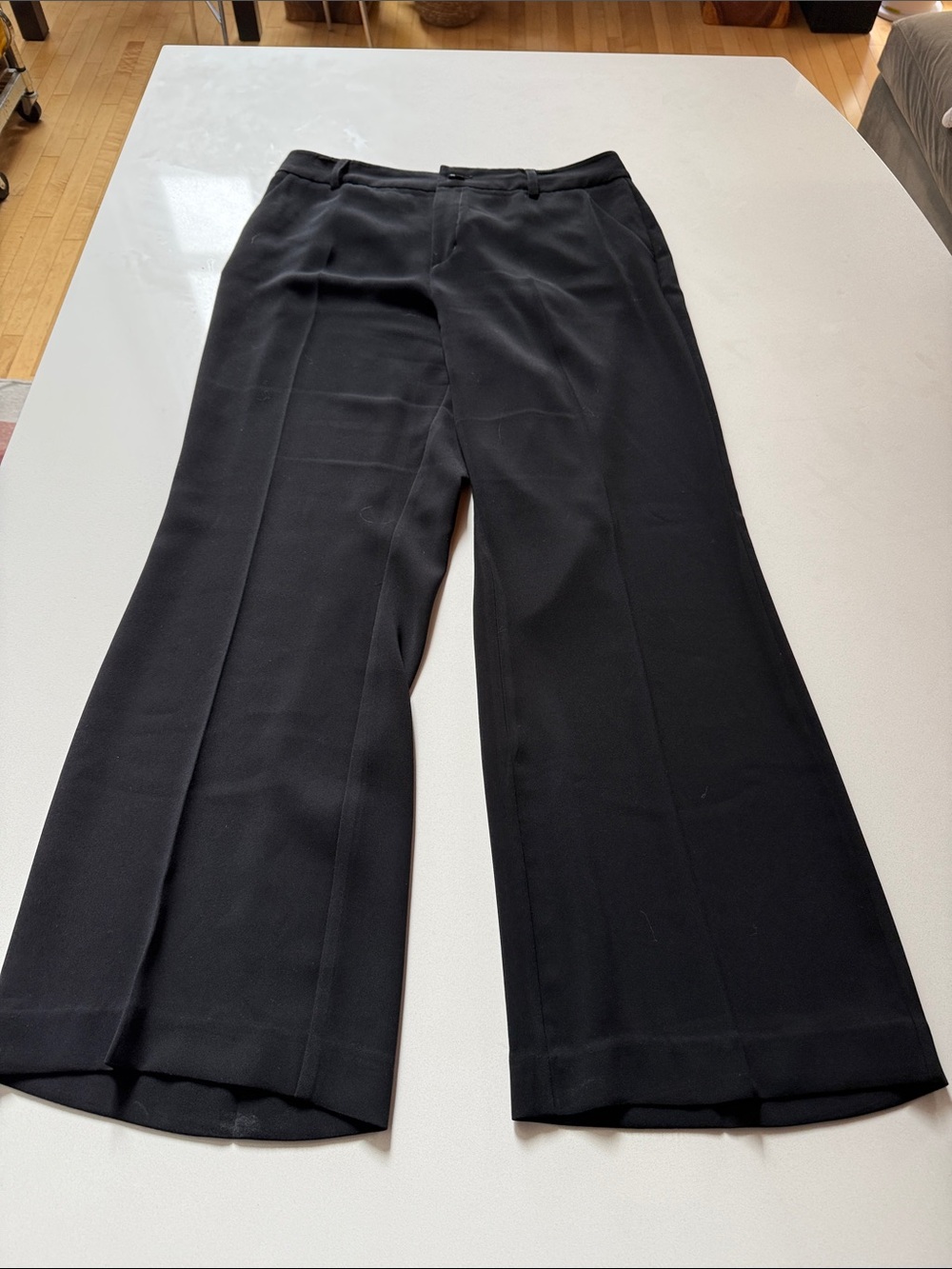 CAbi Wide-Leg Women's Lined Suit Trouser Pants, Black, Flap Back Pockets